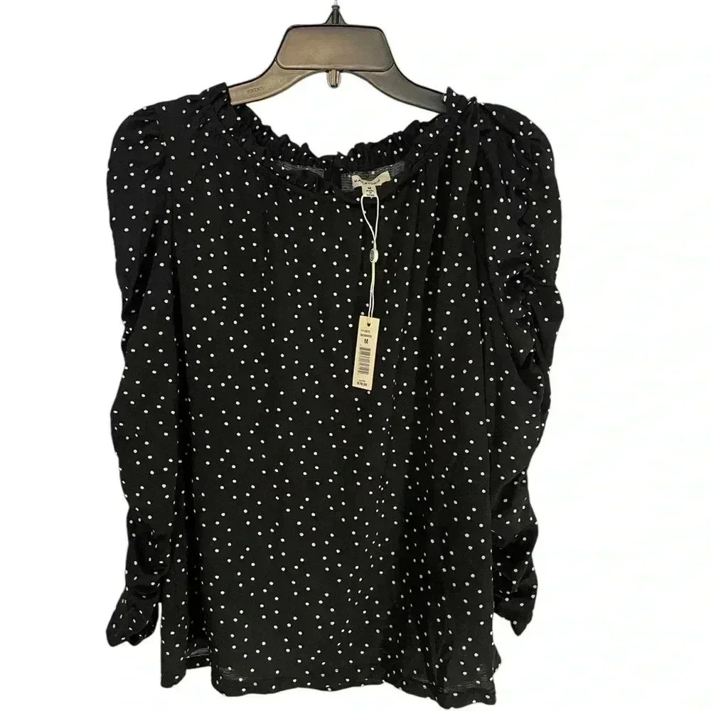 New with Tags. Max Studio Black with white polka dot blouse. Size Medium.